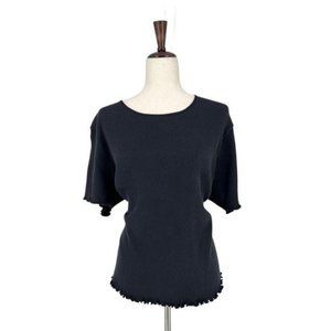 Vintage Carolyn Taylor Ribbed Crewneck Short Sleeve Shirt Ruffle Hem | 2X